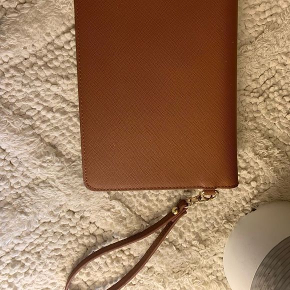 Brand New CARAMEL Clutch with Gold Accents - Picture 6 of 10